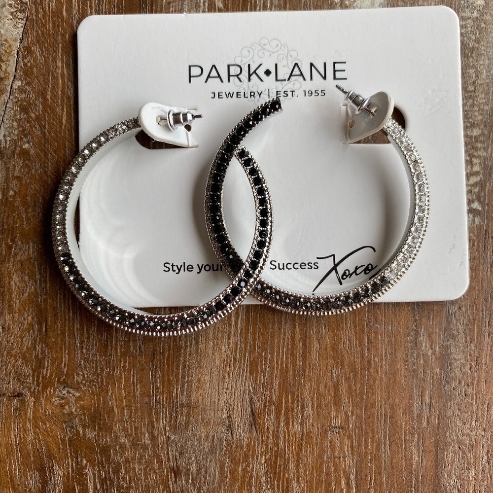 Park Lane silver and black rhinestone earrings.
